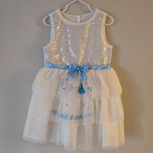 Disney Princess Ivory Sequin Tulle Dress with Silver Sparkle